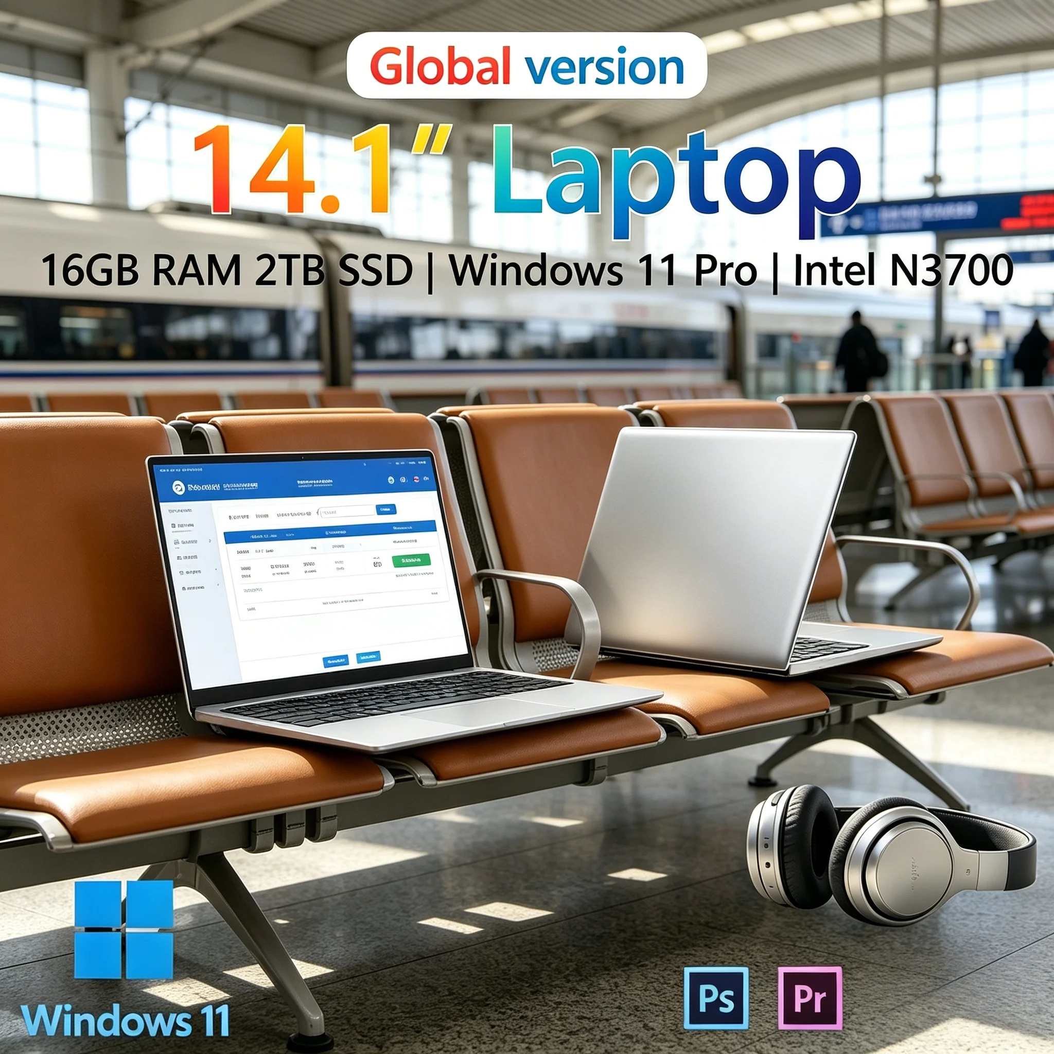 

2026 New 14.1" Slim Business Laptop DDR4 16GB 2TB SSD Intel 4405U Office Study Notebook