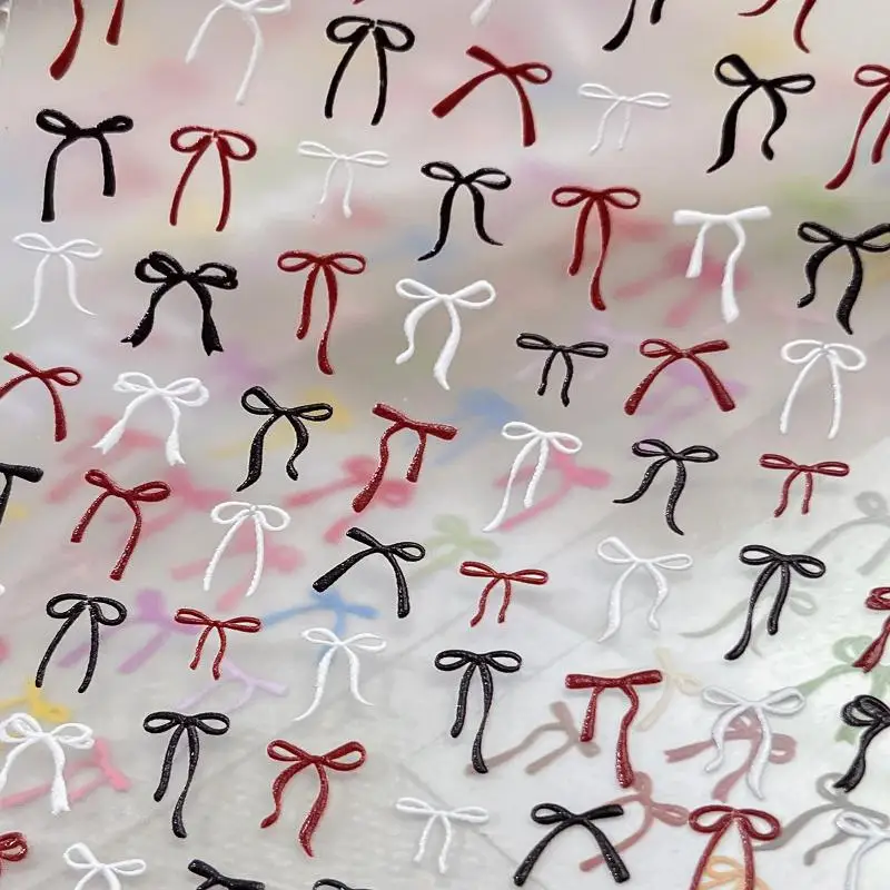 3d relevo bowknot fita arte do prego adesivo colorido arco auto-adesivo decalques diy kawaii manicure decoração acessórios