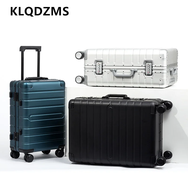 

KLQDZMS Rolling Luggage All Aluminum Magnesium Alloy Trolley Case Men's Business Boarding Box 20"24"28 Inch Travel Suitcase
