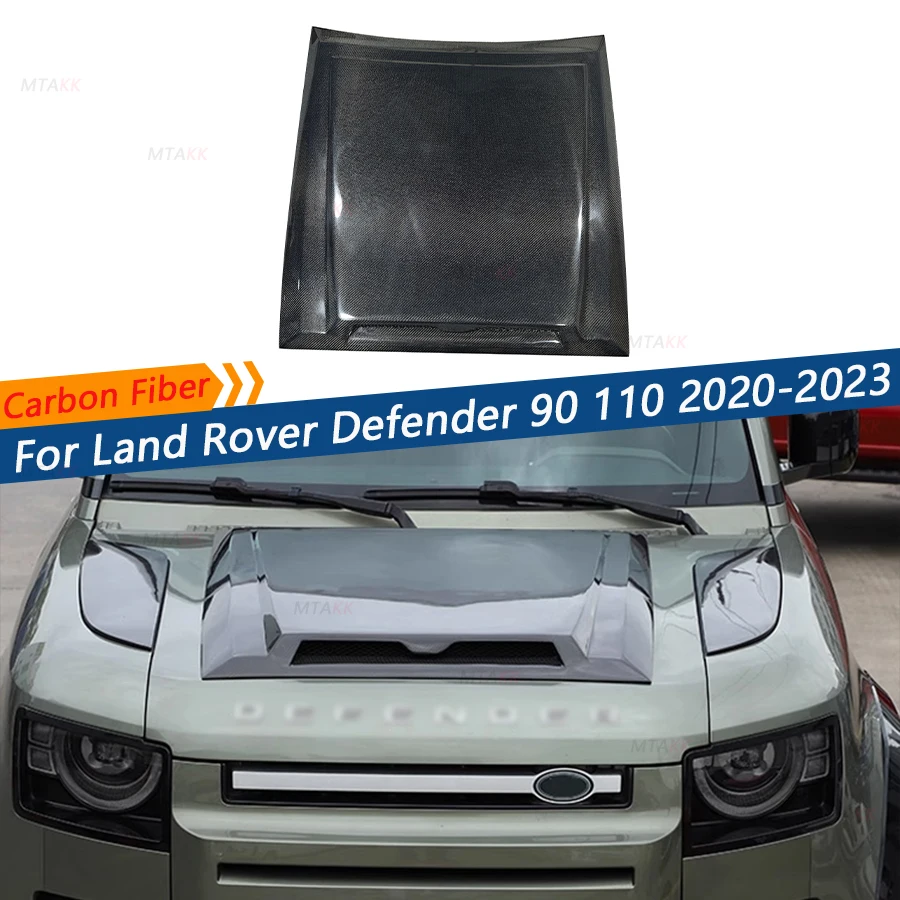 Carbon Fiber Front Engine Hood Vent Cover For Land Rover Defender 90 110 2020-2023 Engine Hood Exterior Upgrade Car Bodykits FRP