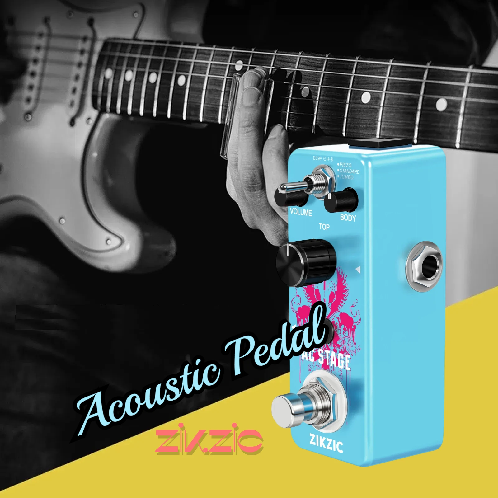 ZIKZIC AC Stage Acoustic Guitar Effect Pedal Acoustic Simulator Effector mini Pedal Jumbo Folk Guitar Accessories Parts AC-3