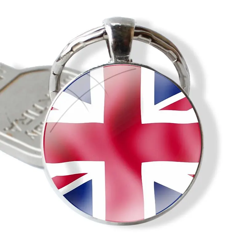 Llavero colgante de Metal de vidrio para hombres y mujeres, accesorios de llavero clásicos, regalos de joyería, bandera británica