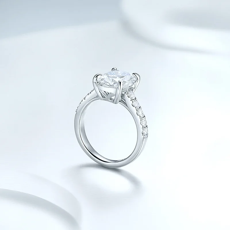 

Carnica 9×11mm 5CT Stone Real Moissanite Ring for Women 100% S925 Sterling Silver Sparkling Wedding Band Jewelry GRA D Color
