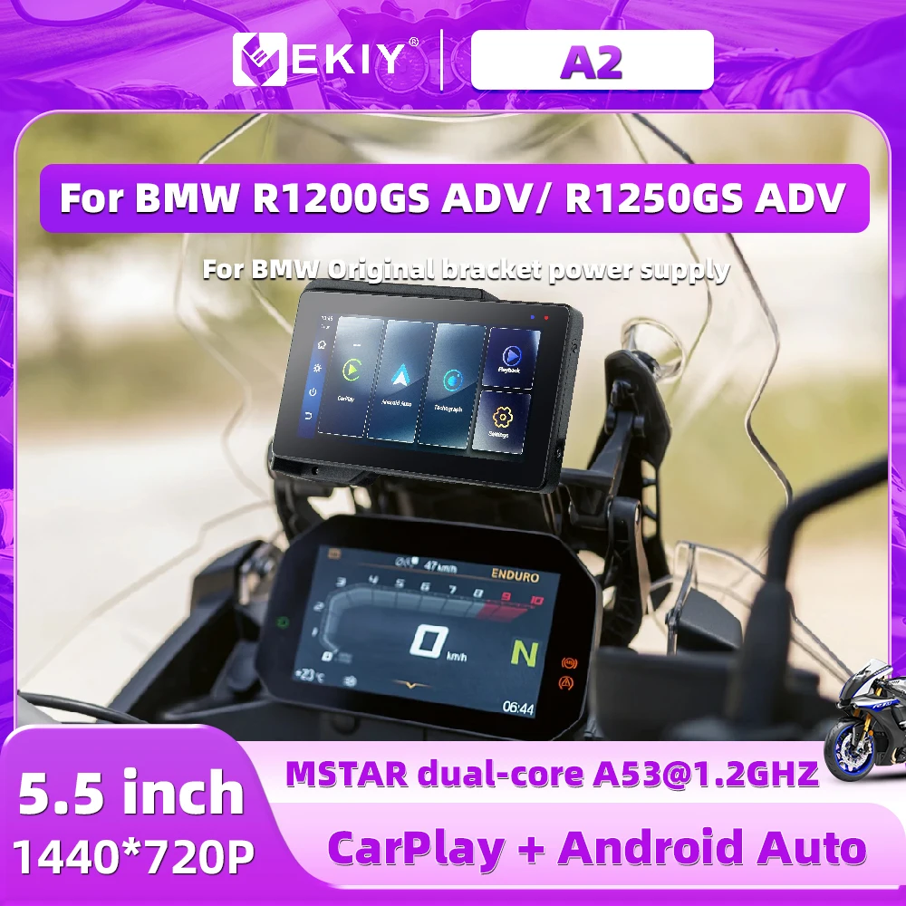 EKIY Universal for BMW Original Bracket Style- Motorcycle Carplay& Android Auto R1200/ R1250 Compatible BMW Original Bracket