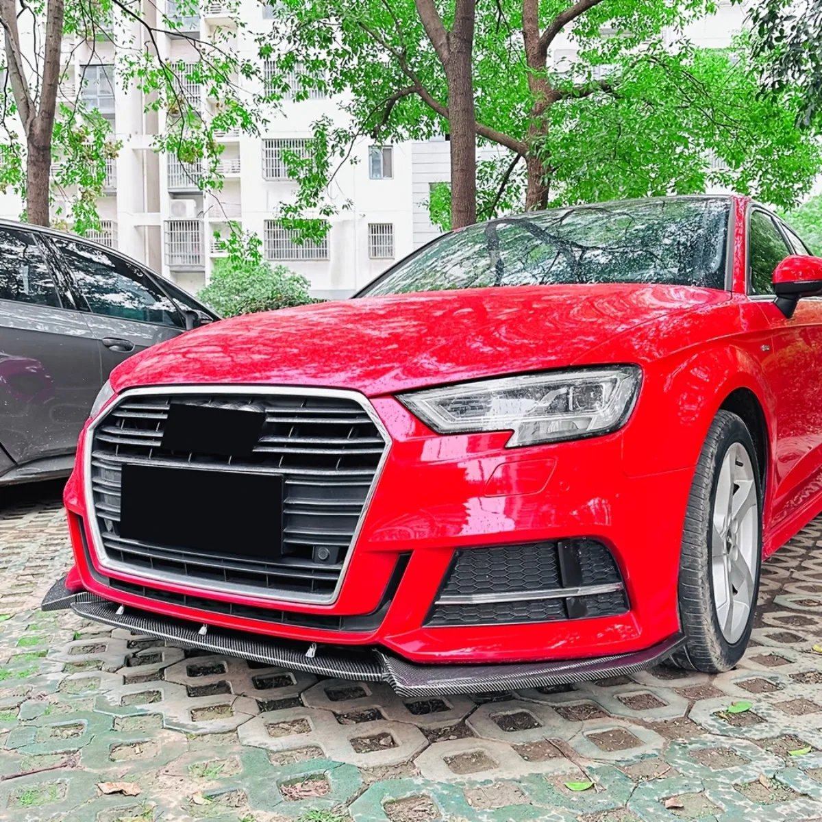 Fit For Audi S3 A3 8V S-line 2017-2020 Saloon/Sportback Maxton Style Front Bumper Lip Spoiler Splitter Diffuser Canards Tuning view 2