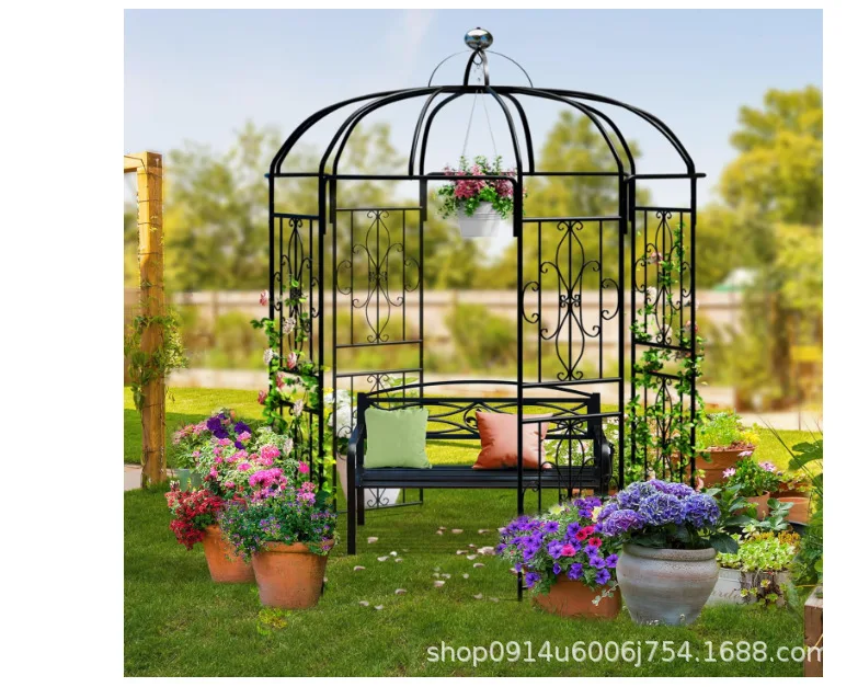 Four-door dome wrought iron arch flower stand climbing vine grape outdoor grass clematis climbing flower stand cross-border