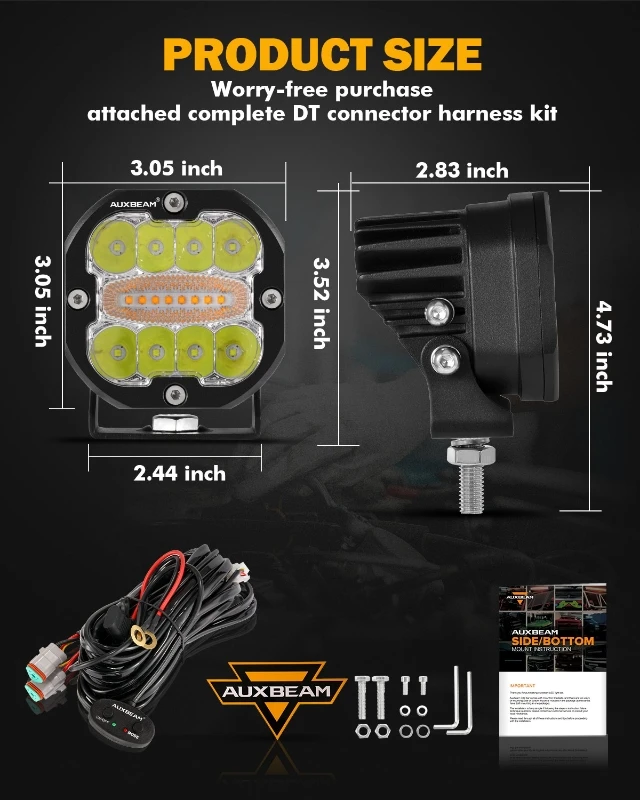 3Inch 96W Led Vierkant Pod Licht Met Geheugenfunctie 6 Modi Waterdicht Mistrijwerklicht Voor Offroad Truck Suv Atv Utv Boot