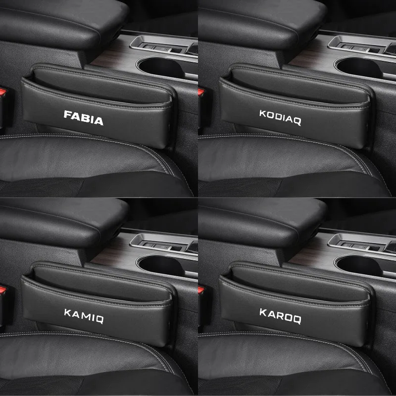 Car Seat Organizer Leather Crevice Storage Box Car Accessories for Skoda Kodiaq Karoq Fabia Kamiq