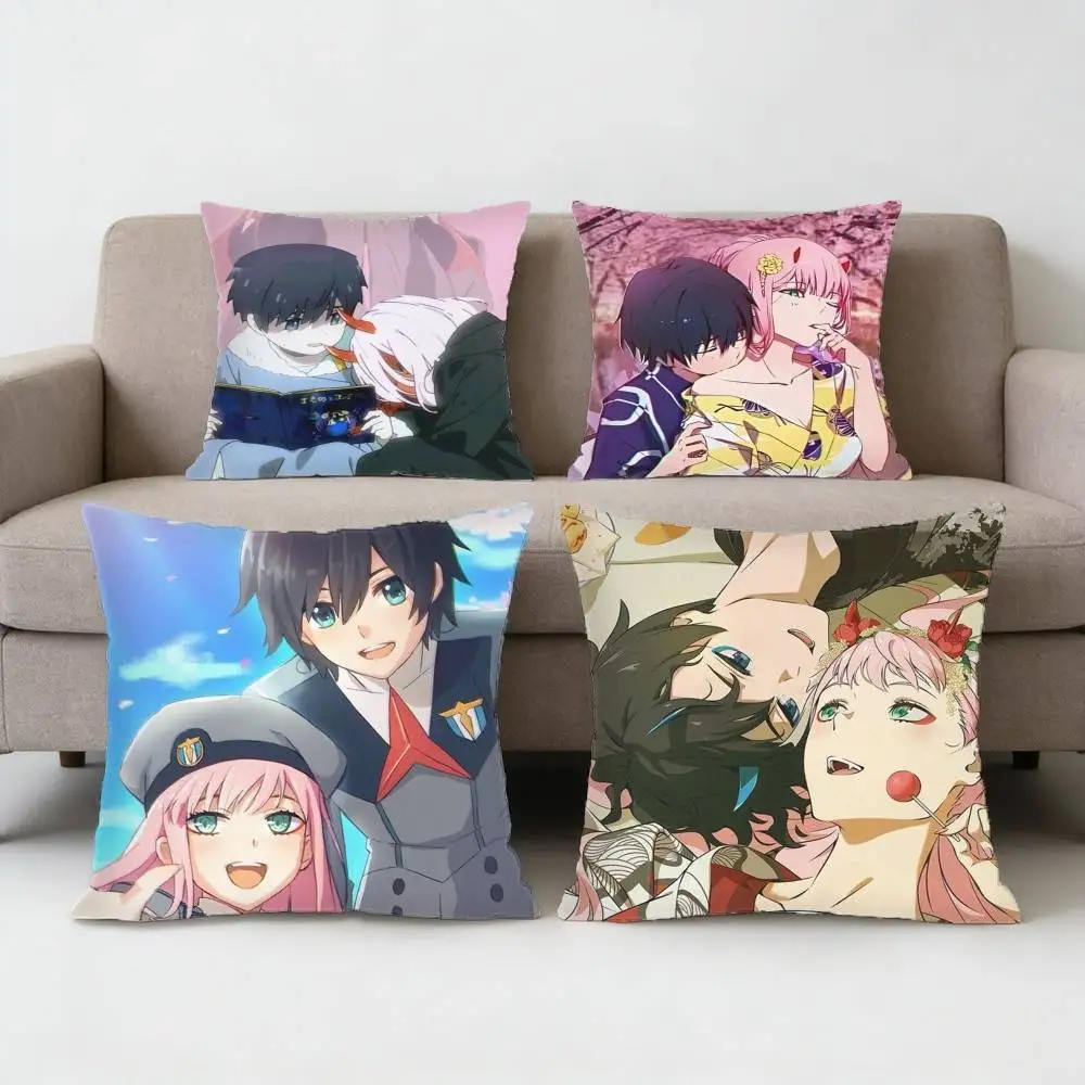 

Darling In The Franxx 02 x Hiro Pillow Case Sofa Living Room for Bedroom car Headboard Backrest Cushion Square Cushion Nap Time