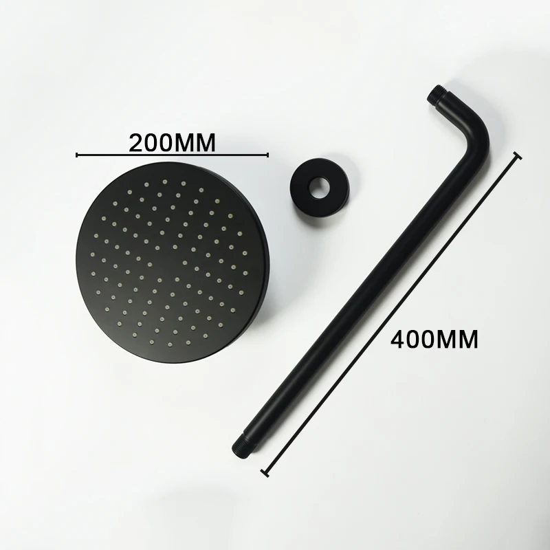 Bathroom Overhead Ceiling Mount Shower Arm and Head Gray Gold Black Rain Shower Head Rod 8 Inch Round Shower Head