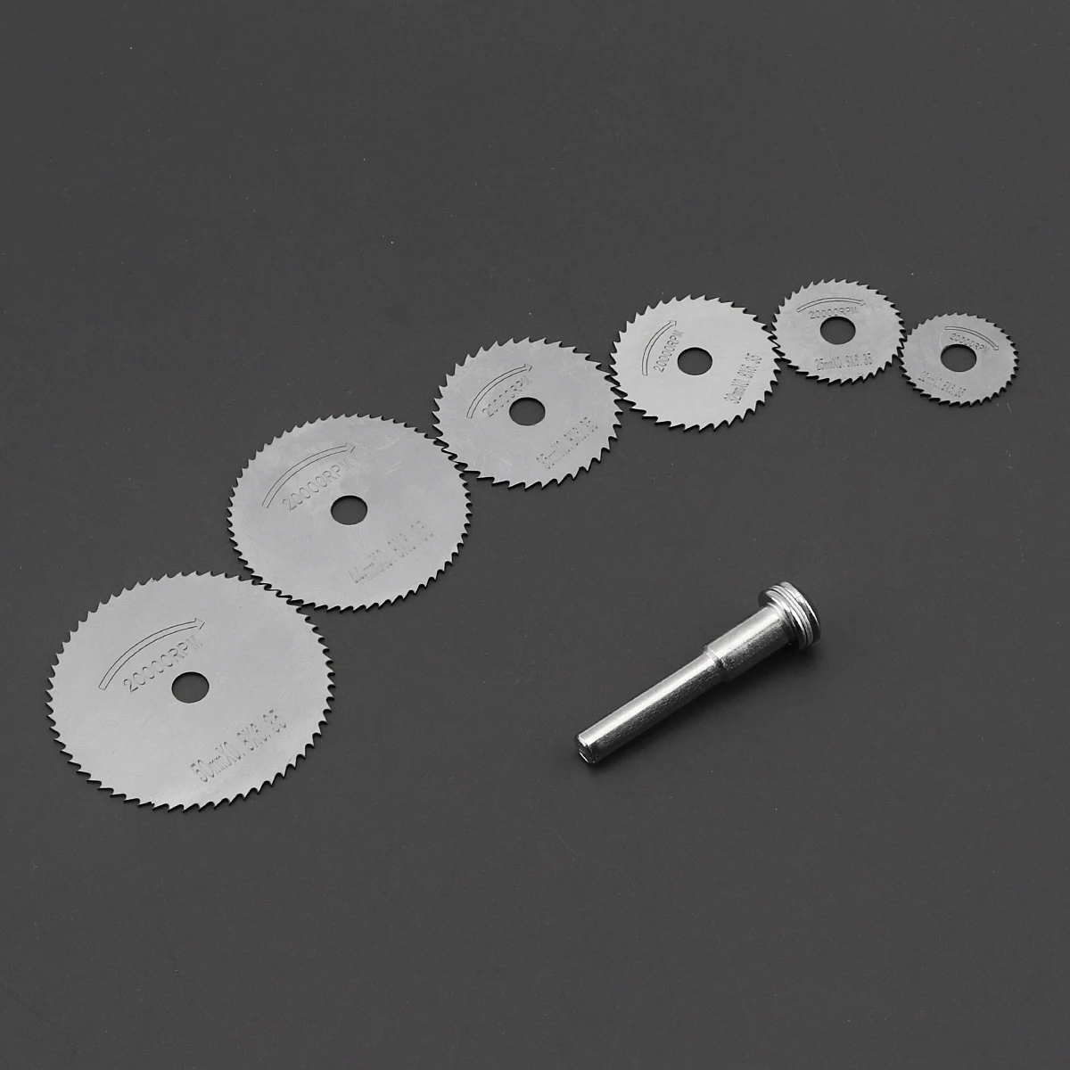 Mini Circular Saw Blades 6pcs HSS Rotary Cutting Disc Wood Cutting with 6mm Diameter Connect Rod for Drill Rotary Mandrel