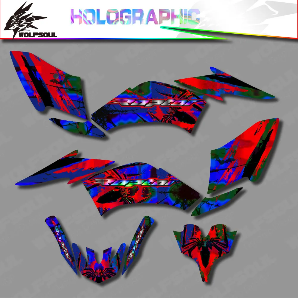 Motorcycle Holographic Background Decals Graphics Sticker Kit For Yamaha Raptor 125 250 ATV 2008 2009 2010 2011 2012 2013 Custom