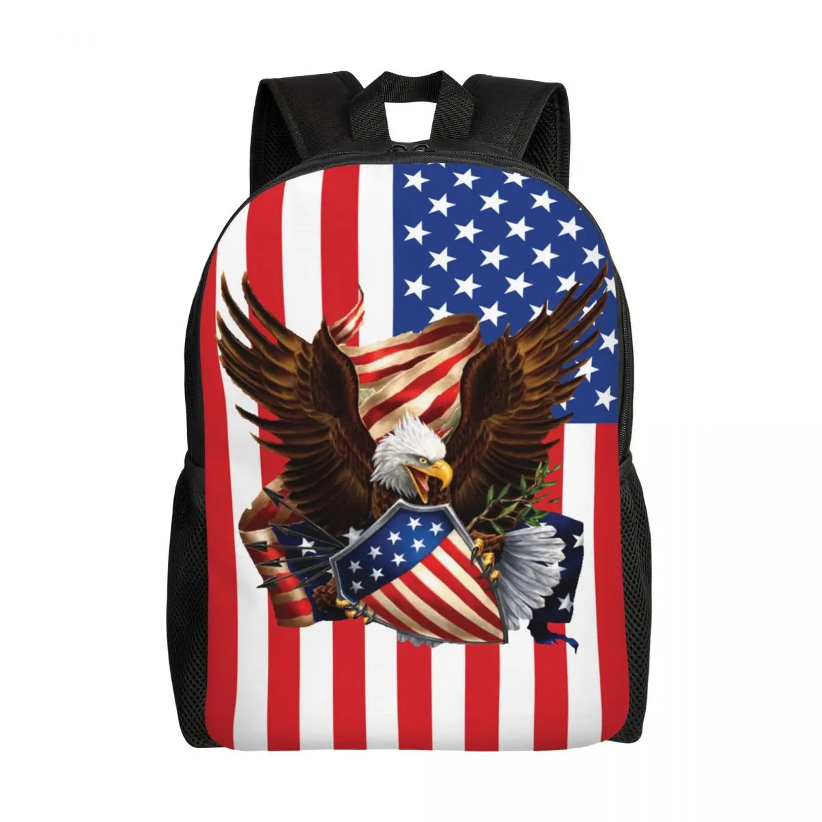 USA Eagle American Flag Laptop Backpack Men Women Basic Bookbag for School College Student Bag