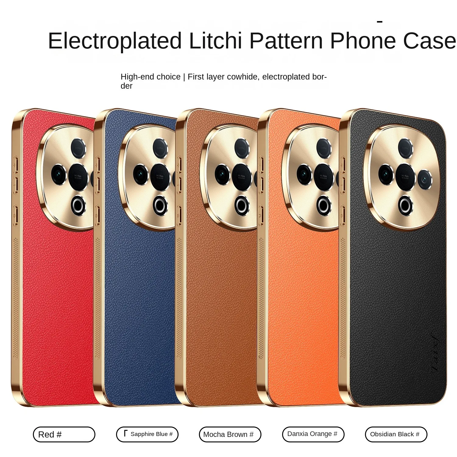 Funda de teléfono de cuero vegano de lujo para Vivo Y300 Pro, funda protectora de lente con borde suave galvanizado, funda trasera a prueba de golpes