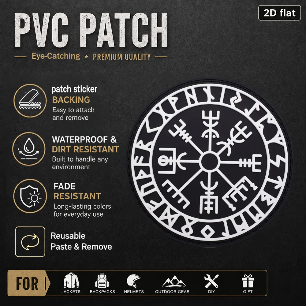 1Pc/2Pcs/3Pcs Optional Circular Vintage Pattern Armband Pvc Luminous Material Patch Badge Applique for Bag and Clothing Decoration, Includes Felt Backing