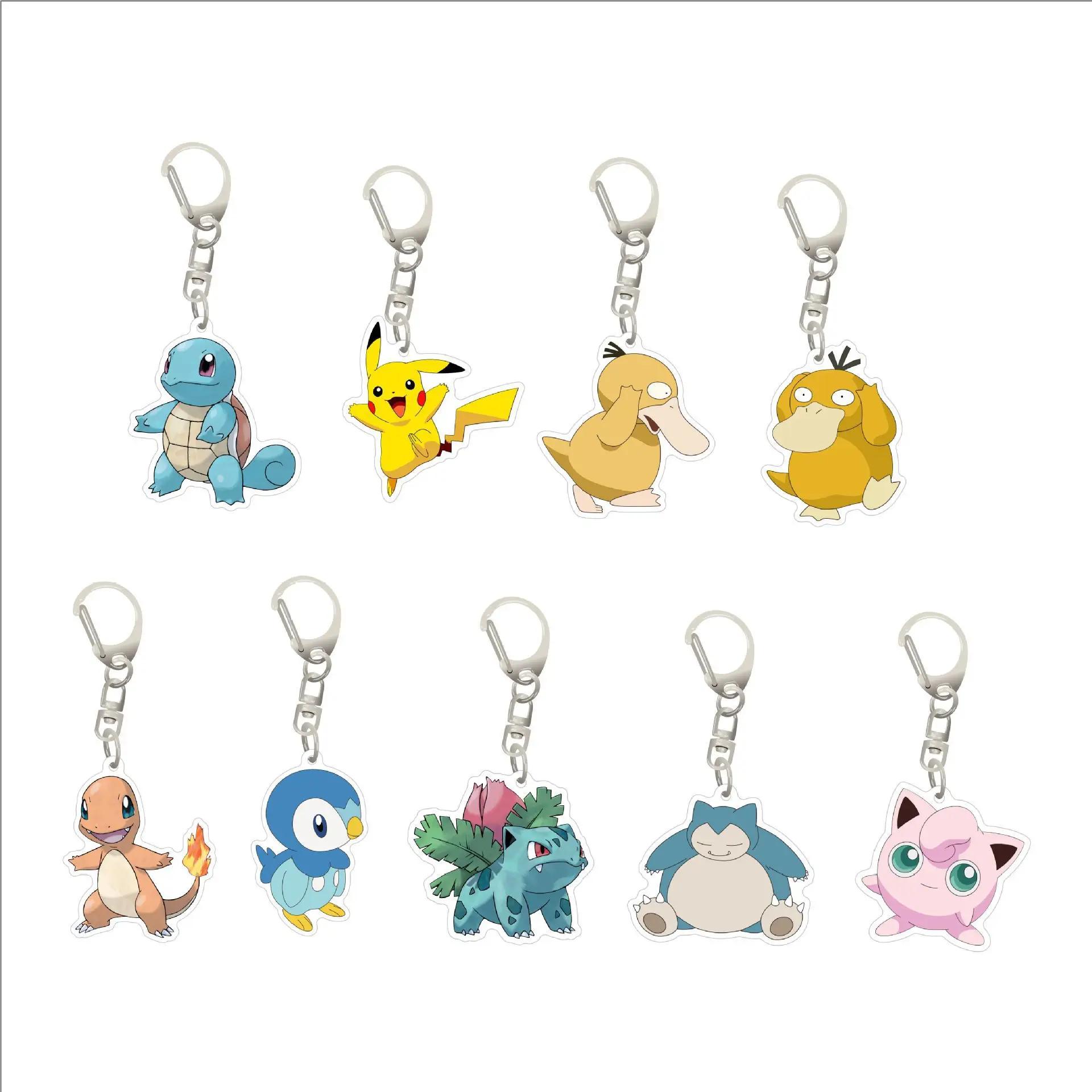 Pokémon Acrylic Keychain Anime Merchandise Pendants Pikachu Psyduck Cartoon Bag Charms Friends Girl Gift Accessories Cute