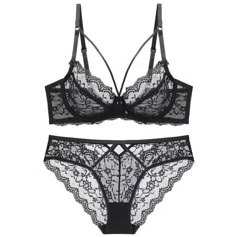 Ladies Underwear Thin Cotton Sexy Push Up Large Size Lace Bra Set