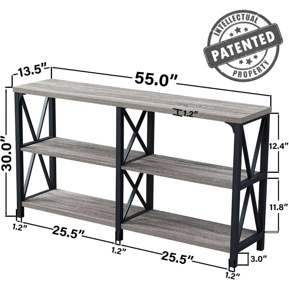 armhouse Soa Table, Rustic ole Table, Light Grey Oak, 55 Inch | Entryway Table with Storage or Living Room, Hallway Entry Table