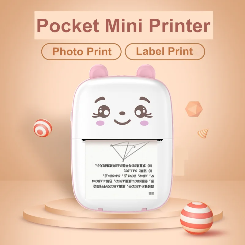 Customized-Border Label Small Portable Wireless Thermal Photo Printer Pocket Student Error Label
