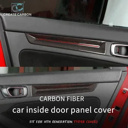 4Pcs Carbon Fiber Car Door Panel Cover Trim Fit for 11th Gen Civic Type r FL5 Typer Honda Accessories Auto Interior Door Armrest