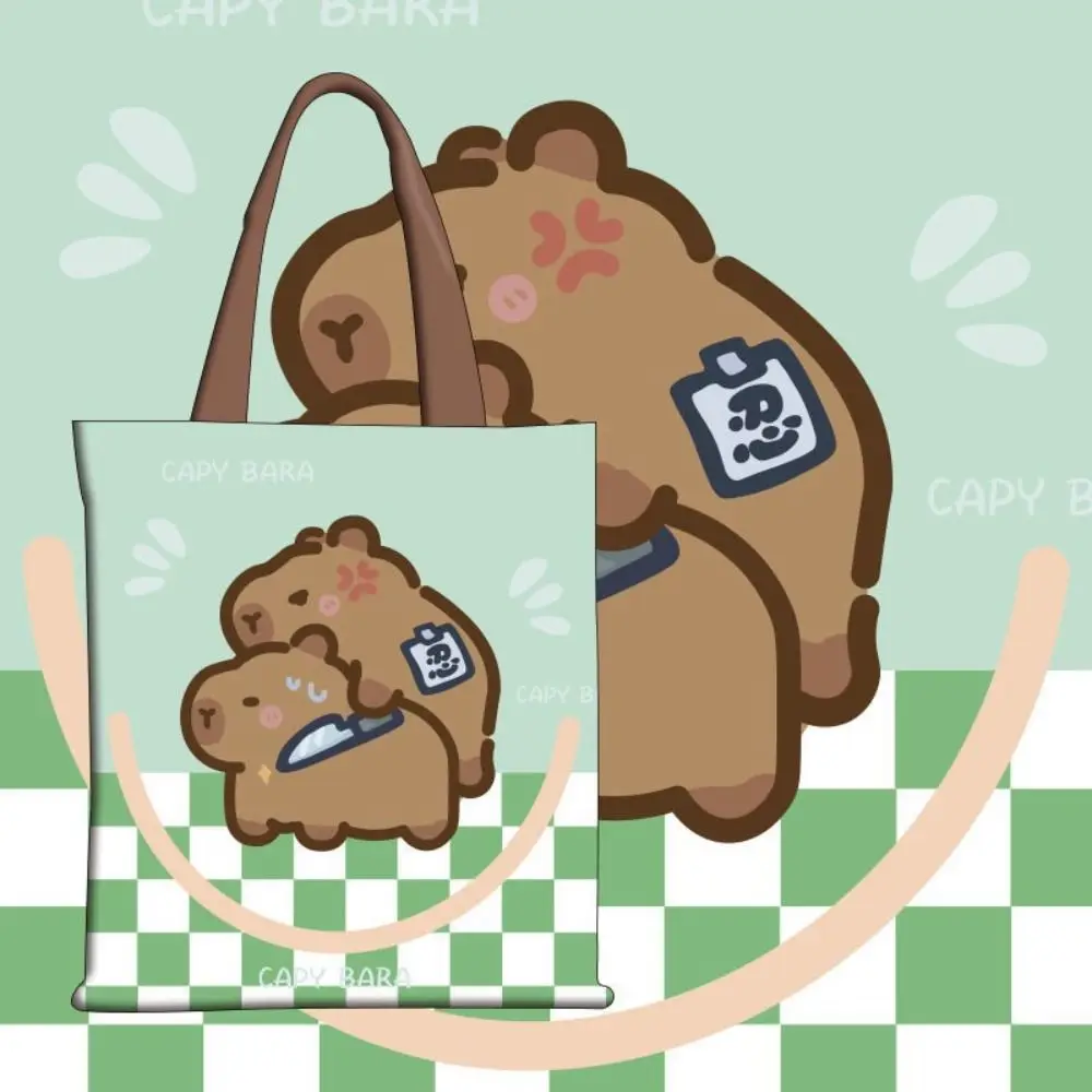 Tote Bag Cute Capybara Bags Canvas Underarm Bag Kapibara Single Shoulder Bags School Bag Commute Large Capacity Capibara Handbag