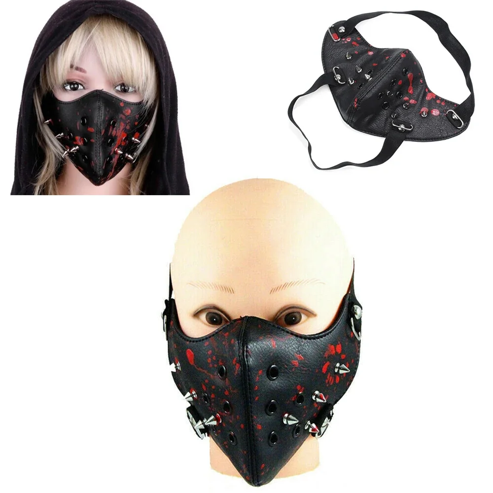 Leather Cosplay Costume Props, Hip Hop, Cowboy, Punk, Goth, Gothic, Steampunk, Full Face, Funny Halloween Mask, Mardi Gras