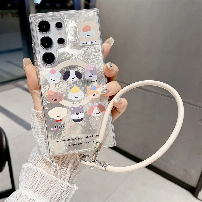 

Cute Cartoon Dog Magsafe Phone Case for Samsung Galaxy S22 S23 S24 Ultra S24+ S24 Plus Cover Case