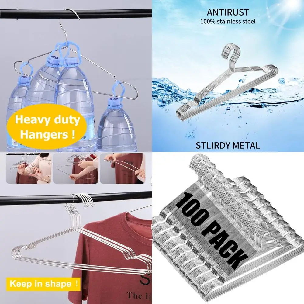 

100-Pack Heavy-Duty Ultra Thin Wire Hangers, 16.5 Space-Saving Metal Clothes Hangers