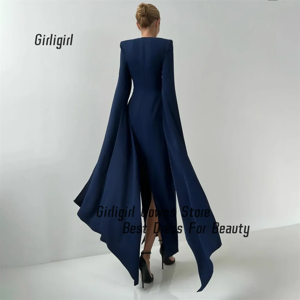 Sexy High-neck Long Sleeves Mermaid Prom Dresses With Back Slit Corset Ankle-Length Evening Gowns for Women فساتين سهرة 2024