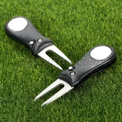2Pcs Golf Ball Putting Green Divot Fork Pitch Mark Switchblade Repair Kit Lawn Golf Ball Marker Repair Tools Pitch Putting Forks