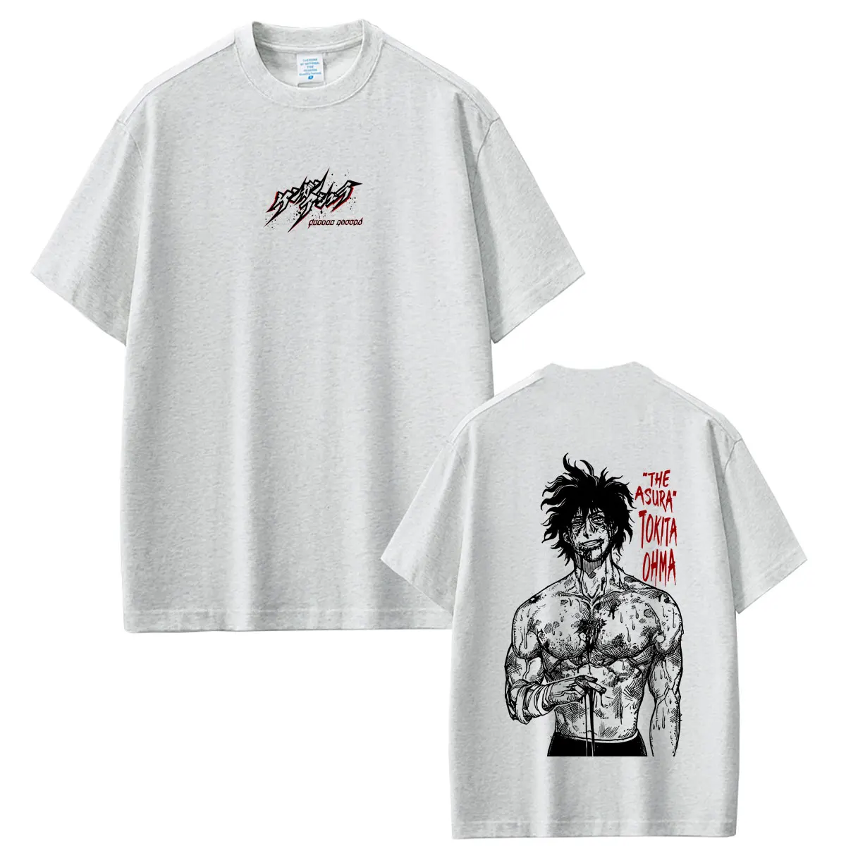 Anime Kengan Ashura Tokita Ohma T-Shirts für Männer, Lässige Hochwertige Weiche Baumwoll-T-Shirts für Männer und Frauen, Vintage Manga Oversized T-Shirt – Detail 11