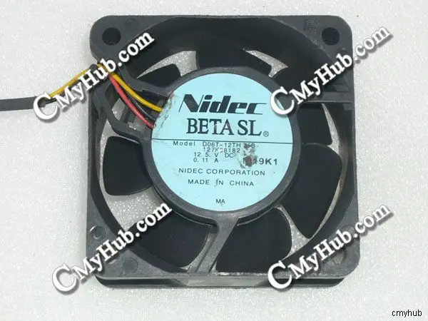 For Nidec D06T-12TH 25B 258 127K38182 DC12V 0.11A 6025 6CM 60mm 60x60x25mm 3pin 3Wire Cooling Fan