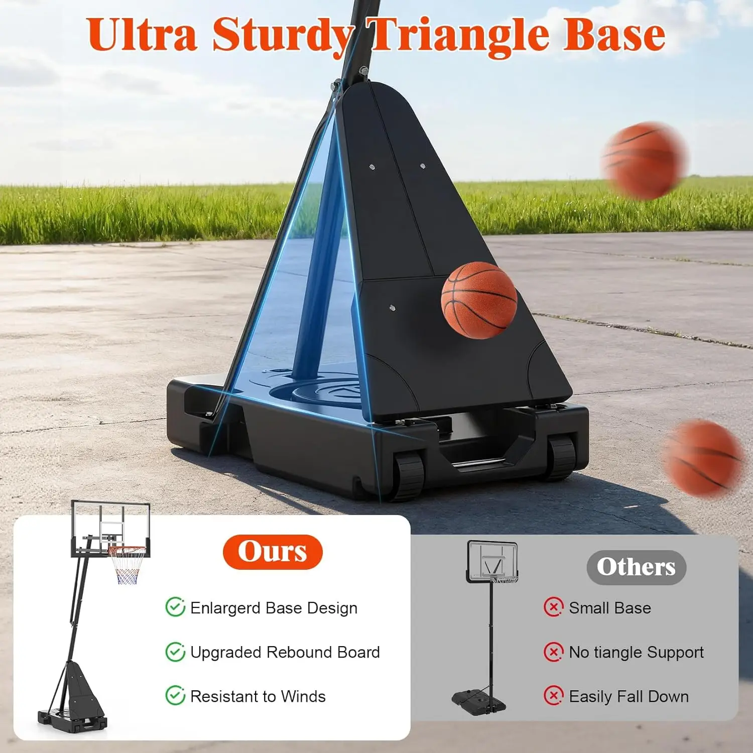 

The Ultimate Portable Hoop: Adjustable Height (4.92-10ft), Shatterproof Backboard, Easy-Move Wheels. Perfect for Driveway & Back