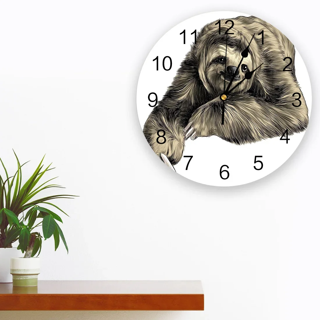 Imagem -02 - Sloth Animal Pvc Relógio de Parede Decoração da Sala de Estar Relógio de Parede Design Moderno Casa Decorações Relógio Digital