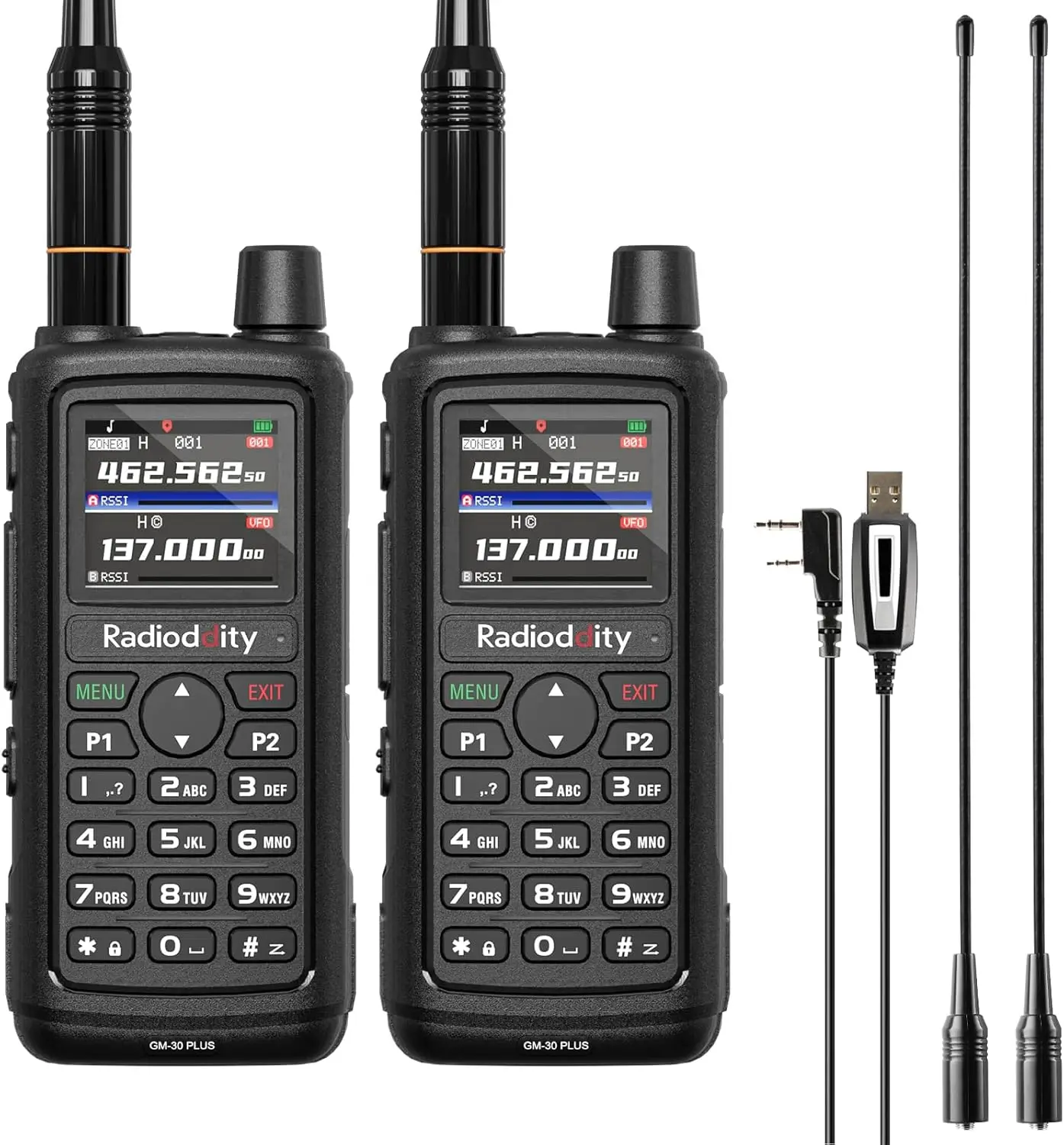 

GMRS Handheld Radio with NOAA Scanner, GPS Tracking, 1000 Channels, Long Range Capable, Programming Cable & Antenna Included