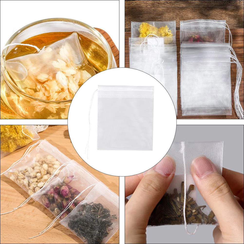 

1Set Disposable Tea Filter Bag Eco-Friendly Drawstring Loose Leaf Tea Infuser for Spices Herbs Medicine Spices Bag