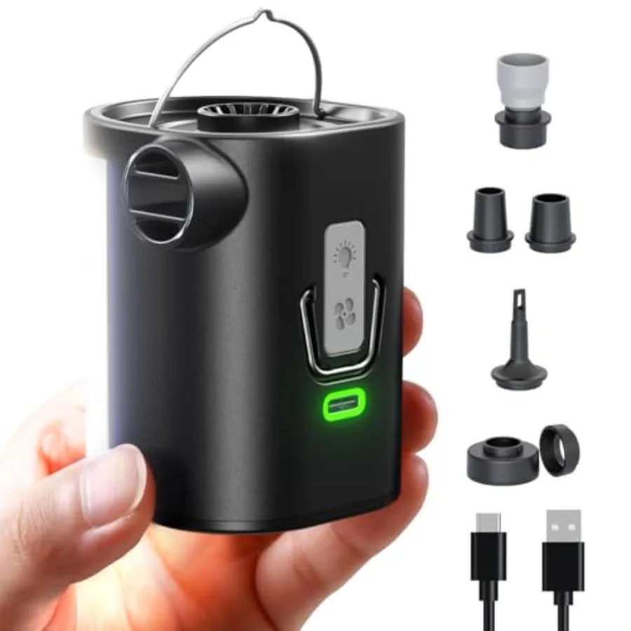 

Air Pump for Inflatables, 3600 mAh Battery and Camping Light Portable Air Pump, 4.8kPa Ultra-Fast and Mini Electric Air Mattres