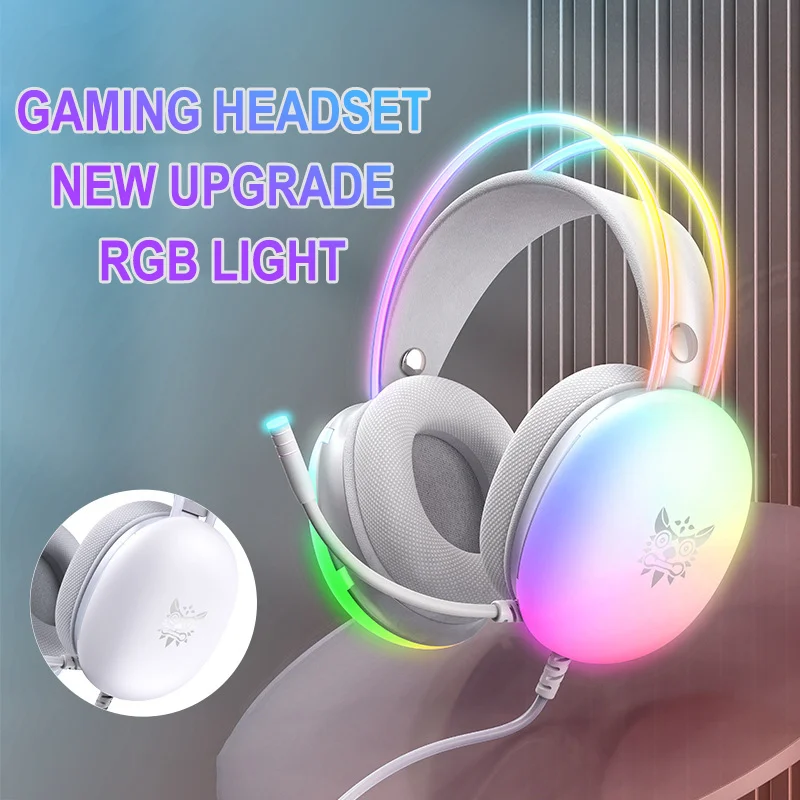 Gradient Dynamic Light Effect Head-Mounted Game Stereo Bass Helmets Children Gamer Girl Gifts Headset Computer Game Headset