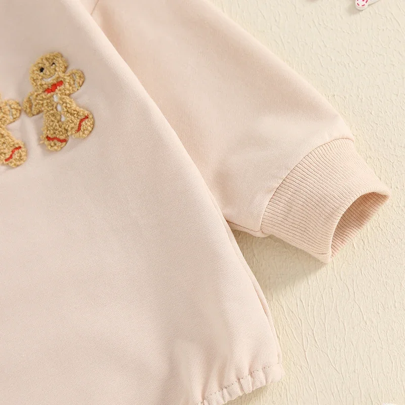 Infant Baby Girls Boys Sweatshirts Rompers Gingerbread Embroidery Long Sleeve Christmas Jumpsuits Newborn Clothes