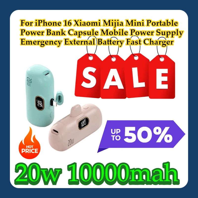 

For iPhone 16 Xiaomi Mijia Mini Portable Power Bank Capsule Mobile Power Supply Emergency External Battery Fast Charger