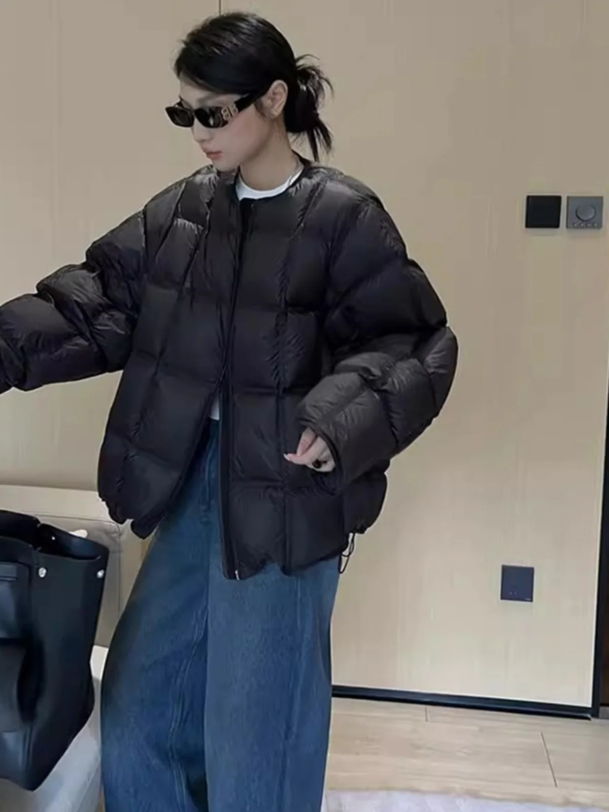 

Sli Casual Du down Cotton Jaet Women's 2025 Winter New Faion Simple Ele Versatile Outerwear Trendy Zipper Closure