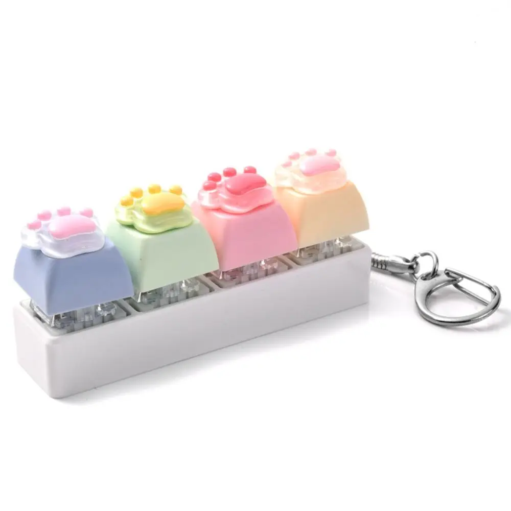 4 Keys Cat's Paw Keyboard Fidget Toy Clicky Button Relaxing Stress Relief Fidget Anxiety Relief Fidget Keychain Fun Toys