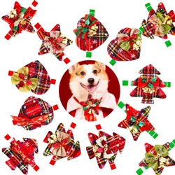 10/30/50PCS Christmas Dog Bow Ties Adjuatable Dog Bowties With Bell Party Pet Collar For Dogs Wholesale Pet Grooming Accessories