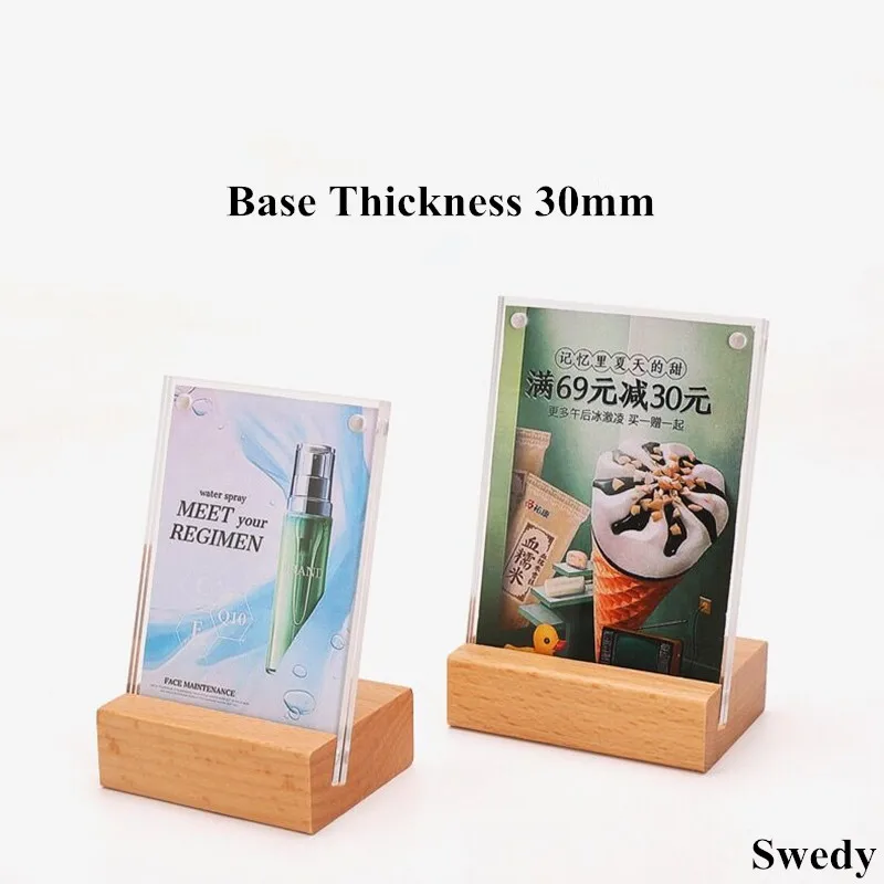60x90mm L Shape Magnetic Acrylic Sign Holder Display Stand Restaurant Table Menu Paper Holder Price Label Card Tags