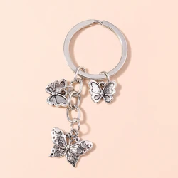 Lovely Alloy Butterfly Keychain Metal Animal Keyring Pendants for Key Holder Handbag Decor Charms DIY Jewlery Gifts