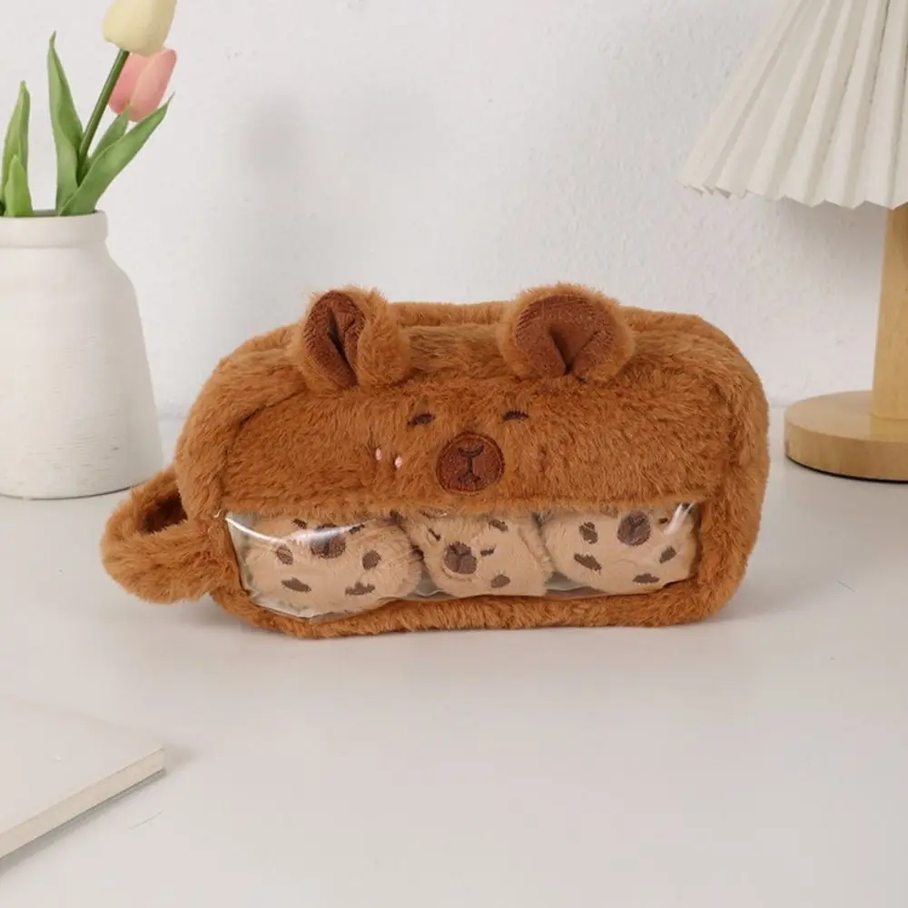 

Creative Soft Stuffed Capybara Pen Bag Kawaii Cartoon Plush Pencil Pouch Animal Cute Stationery Bag Children