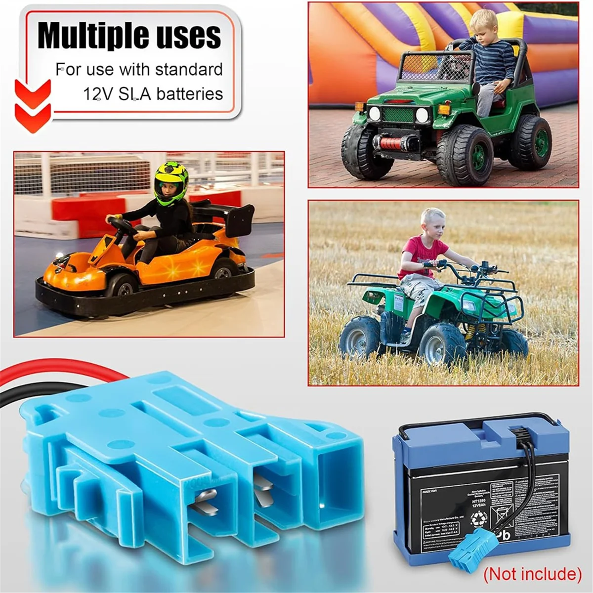 ABJT 2Pack 12 AWG 와이어 하네스 커넥터 교체 Peg-Perego 12Volt SLA 배터리 라이드 온 차량 라이딩 장난감 (퓨즈 포함)