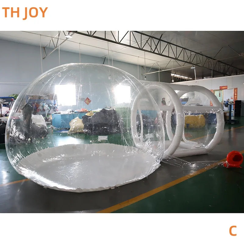 Envío gratuito a puerta, casa de burbujas inflable comercial al aire libre, tienda de campaña con cúpula inflable transparente con túnel para fiesta