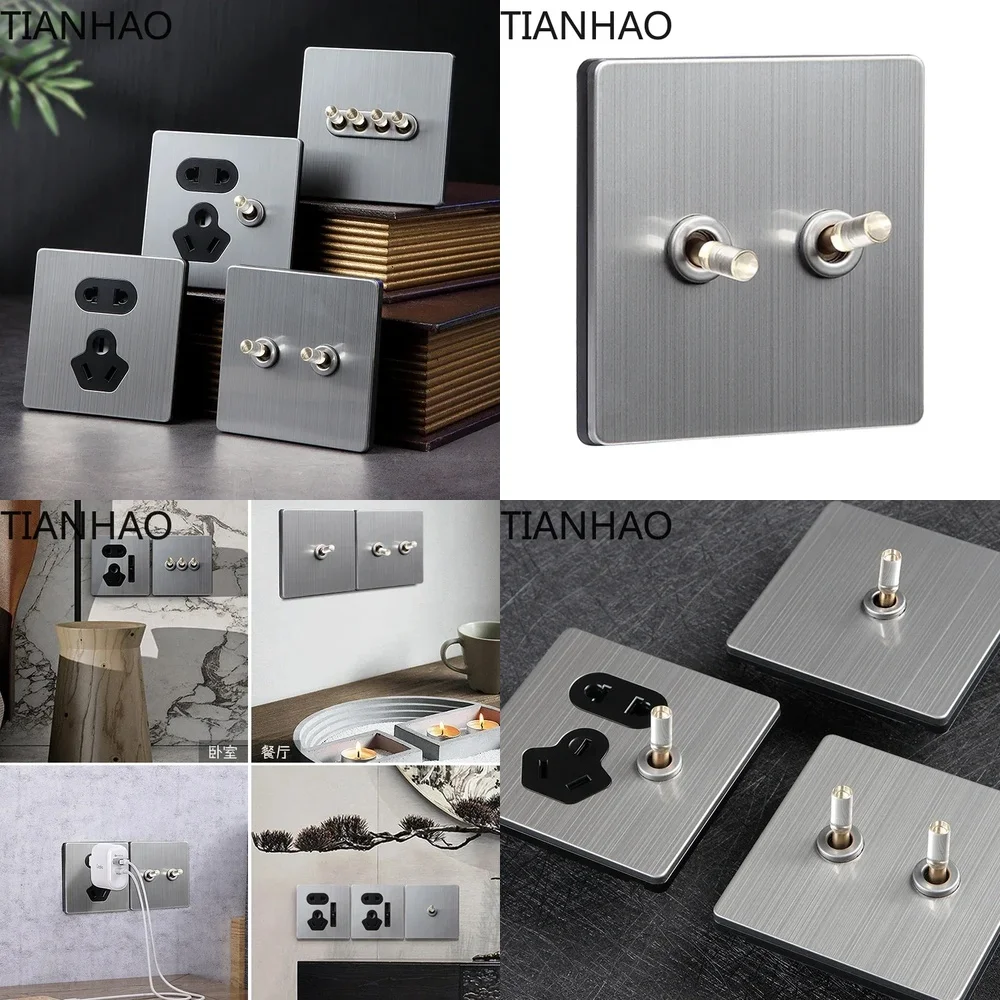 Brushed Metal Panel Brass Crystal Toggle Wall Light Retro Home Hotel Socket 220V Single Double Triple Quadruple Pull Switch