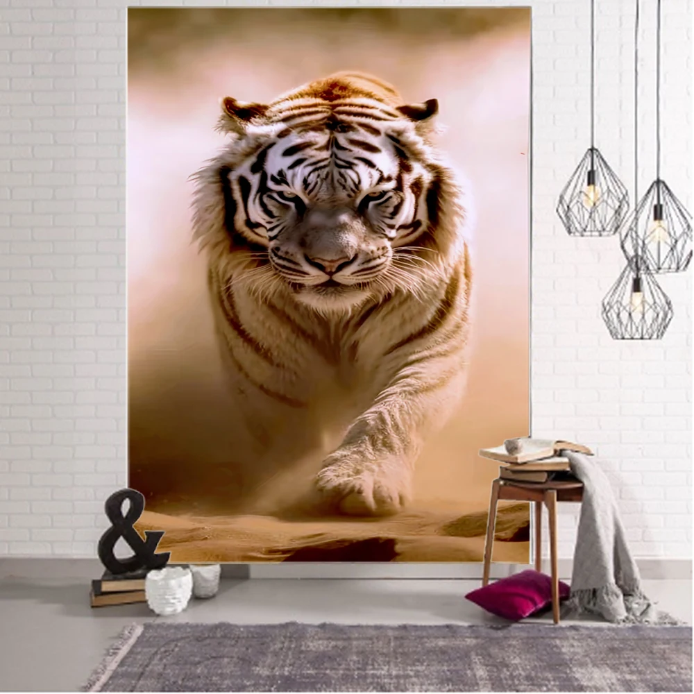 Forest Beast King Tiger Background Decoration tapestry, Forest Tiger, Elephant Background Decoration tapestry Home Decoration